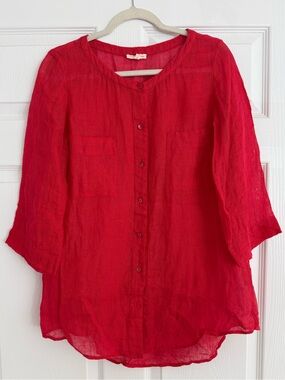 Eileen Fisher 100% linen blouse | tomato girl summer! (S)